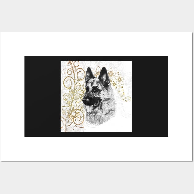 German Shepherd Graphic Art Design Gifts Wall Art by tamdevo1